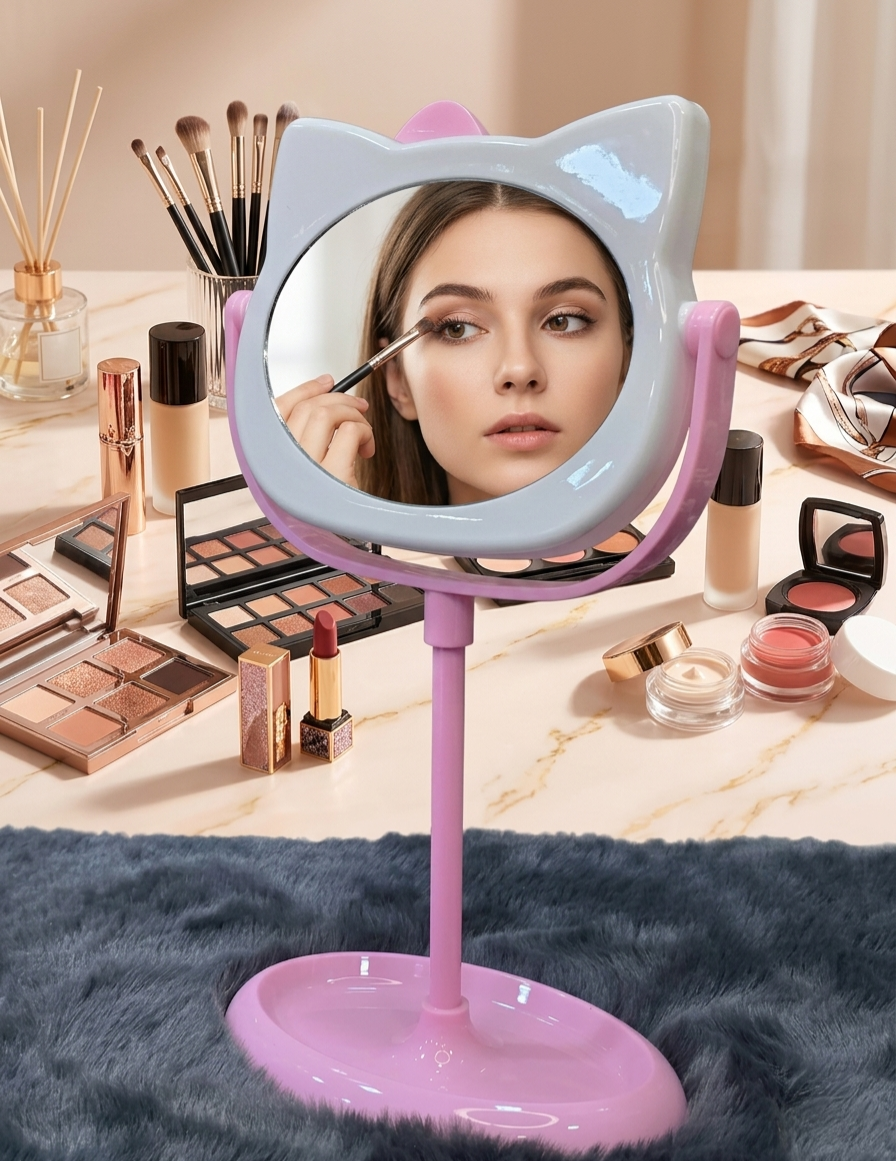TABLETOP KITTY MAKEUP MIRROR