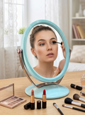Compact Rotating Vanity Mirror with Organizer Bas