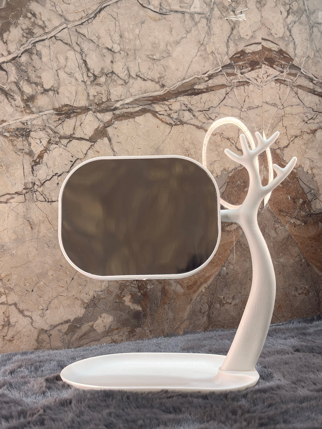 Elegant Tree-Shaped Vanity Mirror with Tray