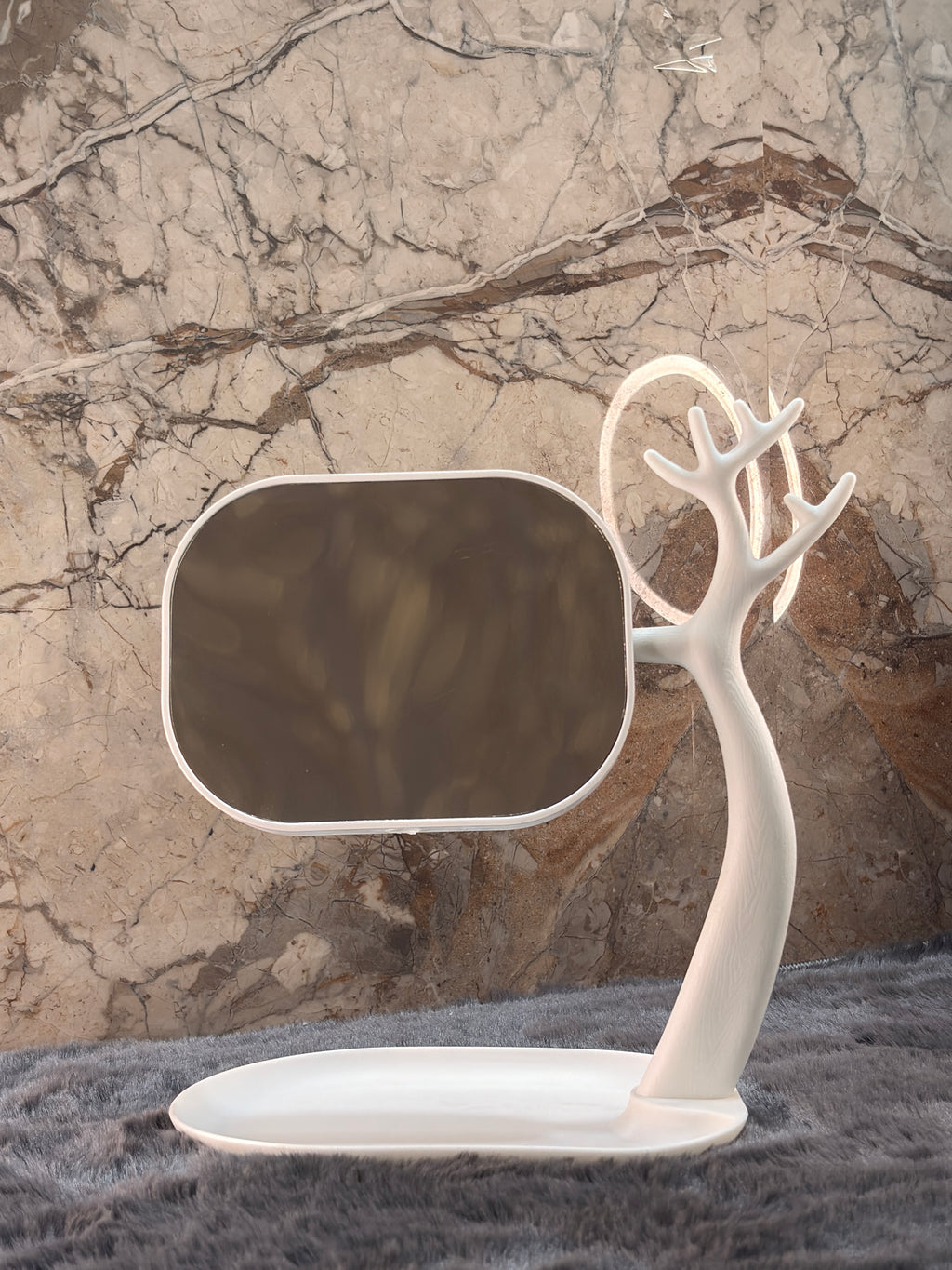 Elegant Tree-Shaped Vanity Mirror with Tray