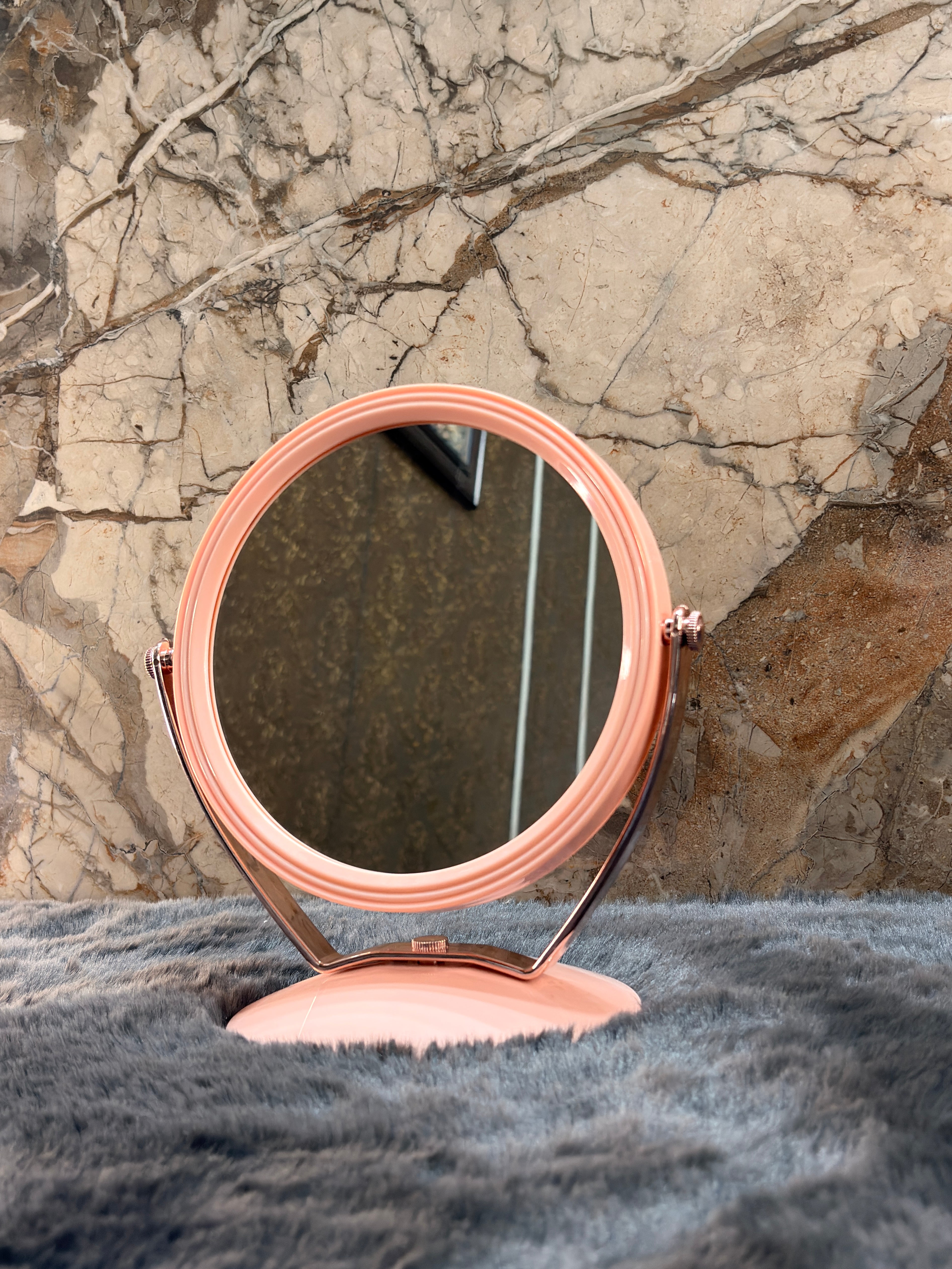 Compact Rotating Vanity Mirror with Organizer Bas
