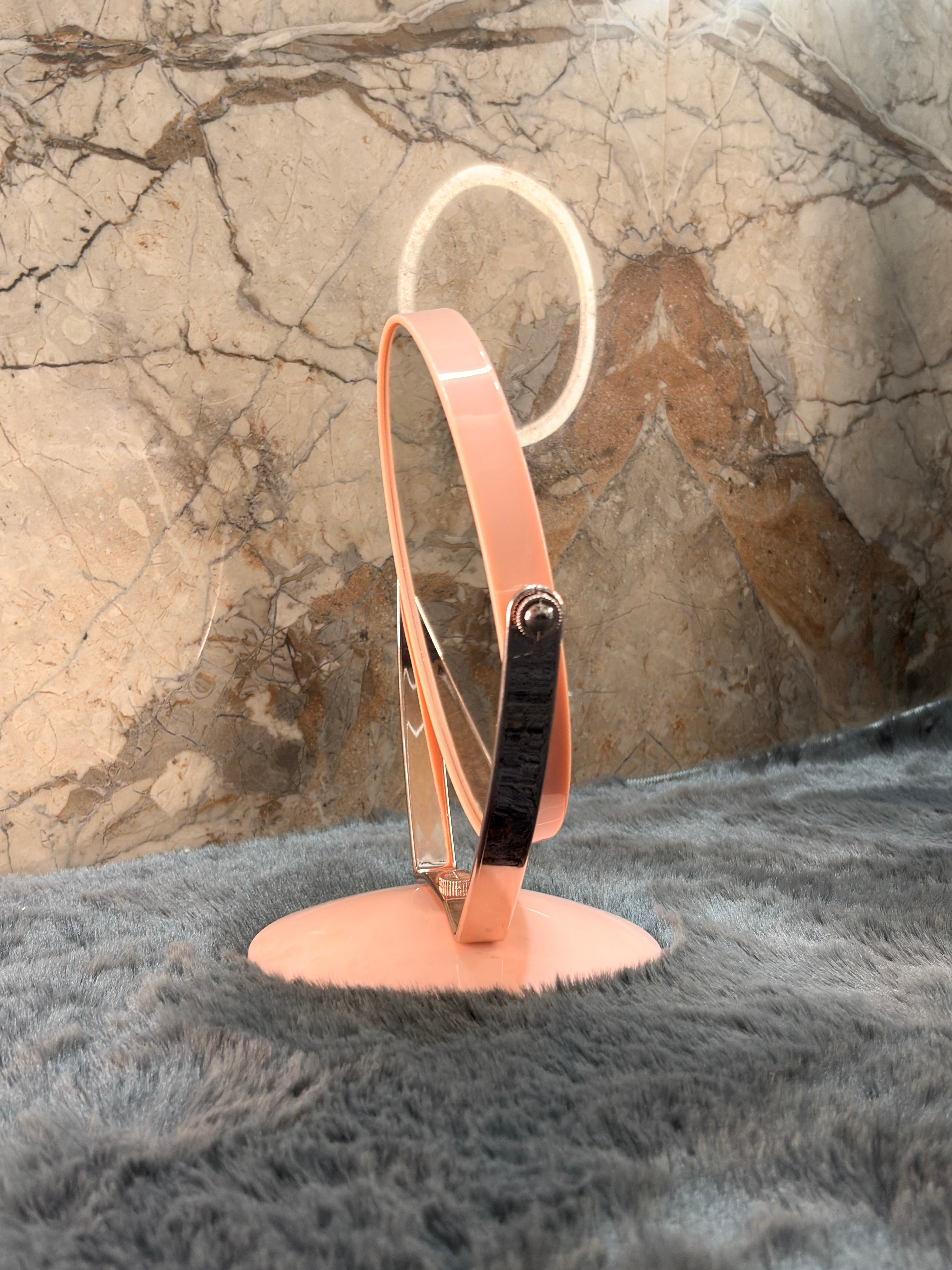 Compact Rotating Vanity Mirror with Organizer Bas