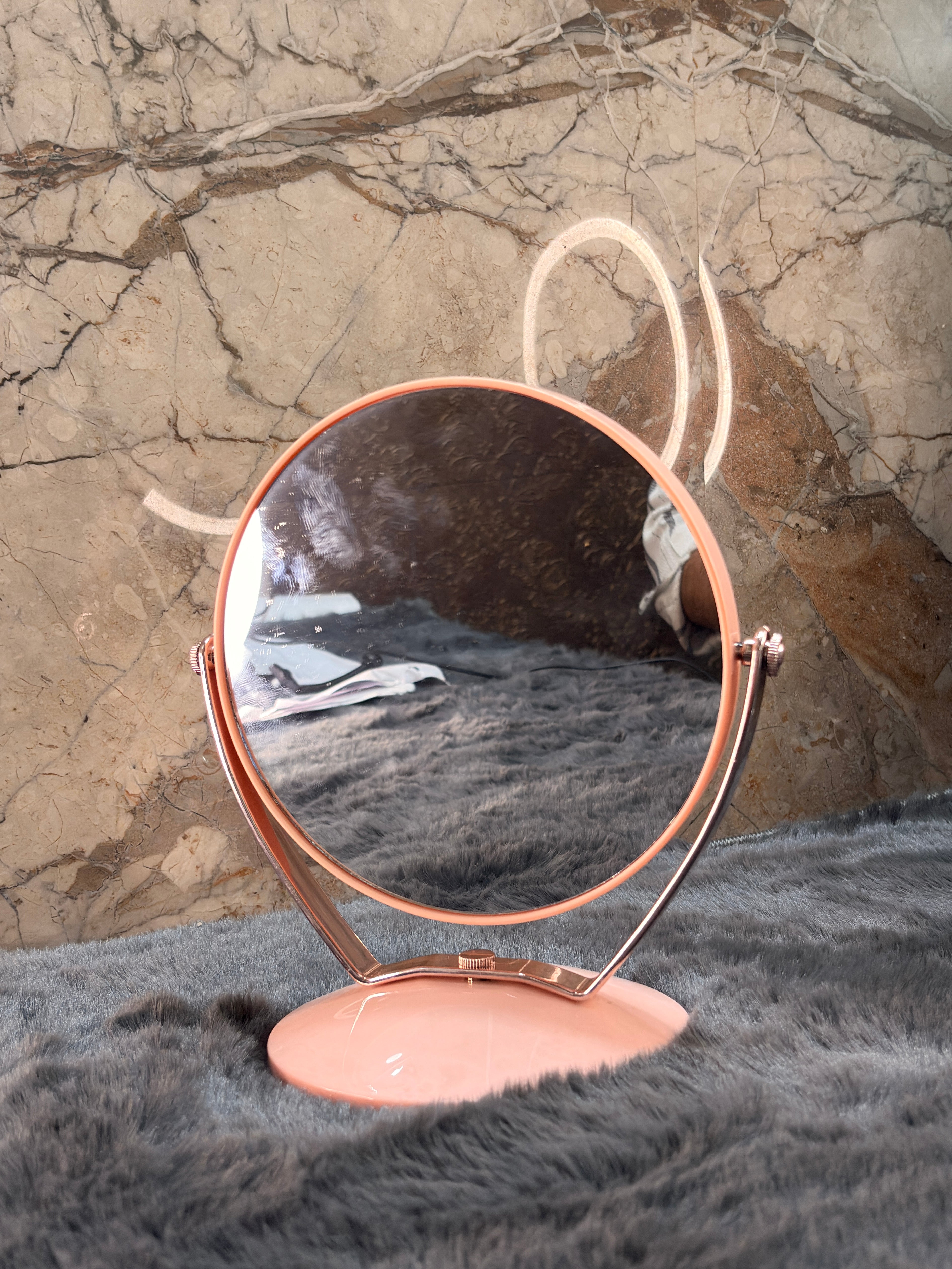 Compact Rotating Vanity Mirror with Organizer Bas